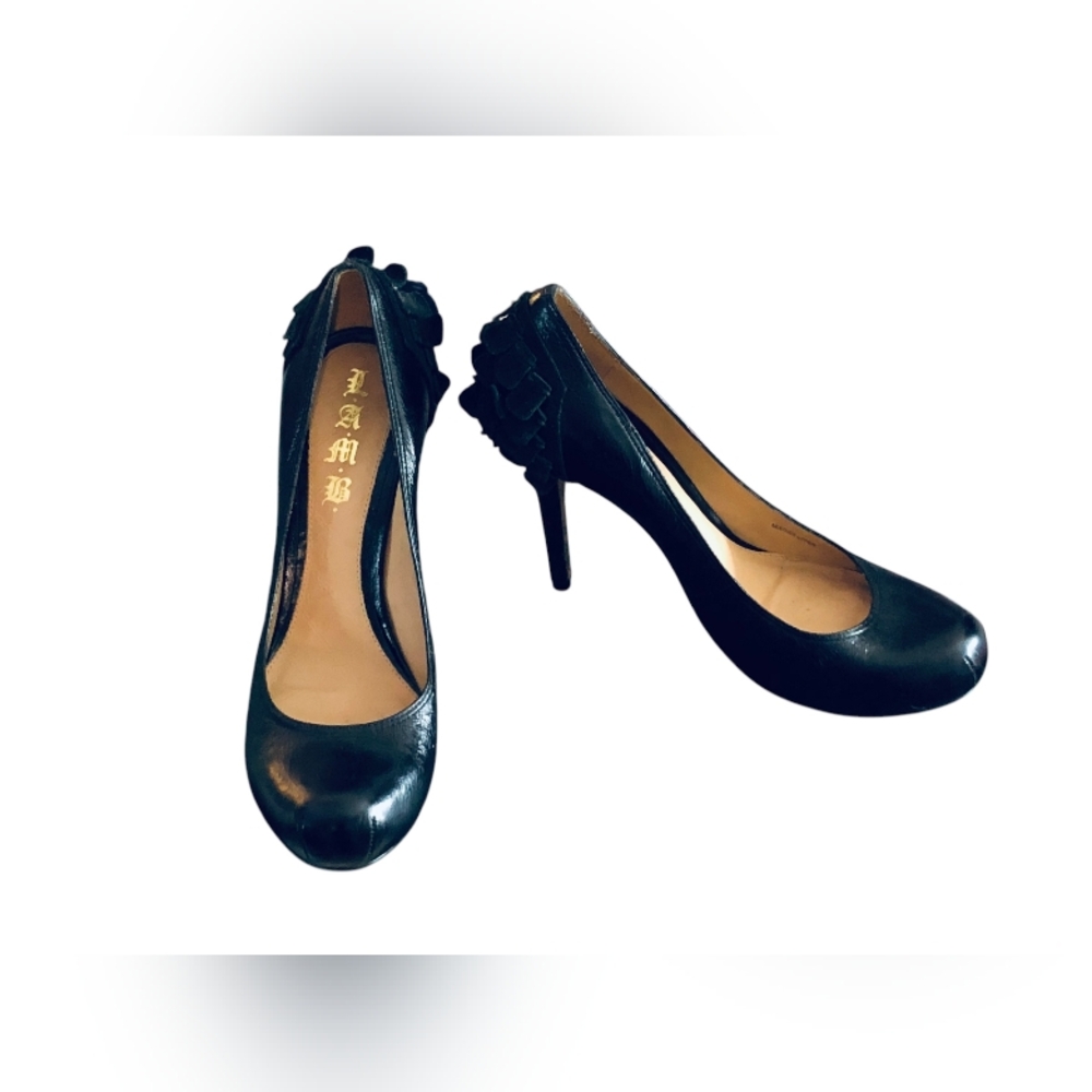L.A.M.B. Black Heels with Scalloped Edge - Picture 7 of 8